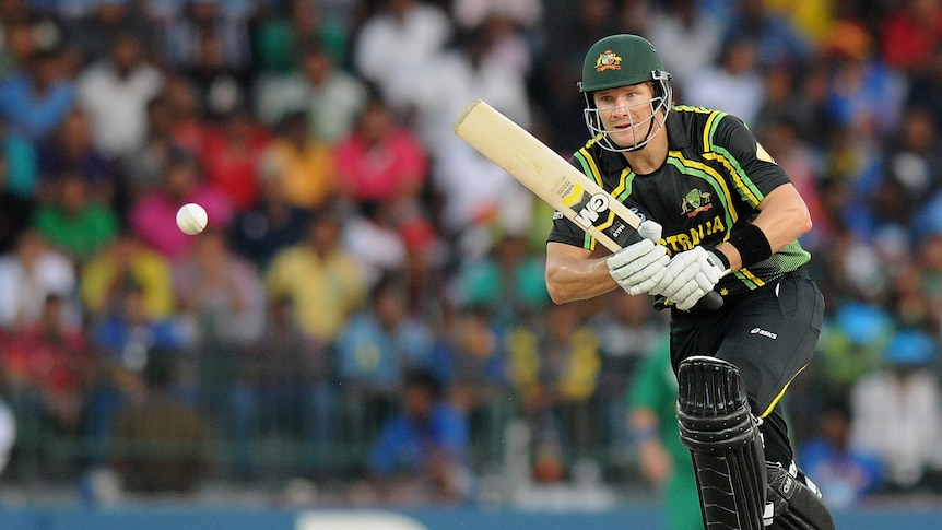 Breathtaking knock ... Shane Watson looks for runs during the Australian innings
