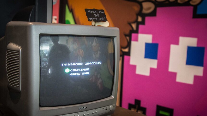 Games are played on older-style CRT TVs at Nostalgia Box.