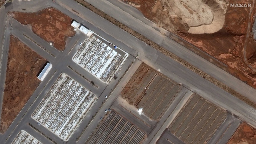 A satellite image of a cemetery.