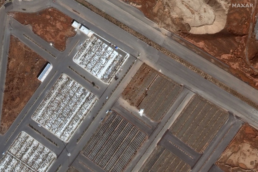 A satellite image of a cemetery.