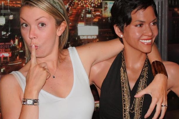 Senator Skye Kakoschke-Moore with waxwork of actress Halle Berry.