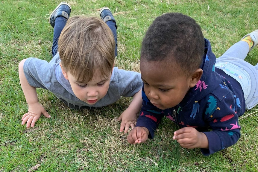 Toddlers Finnegan and Maxwell are best friends.