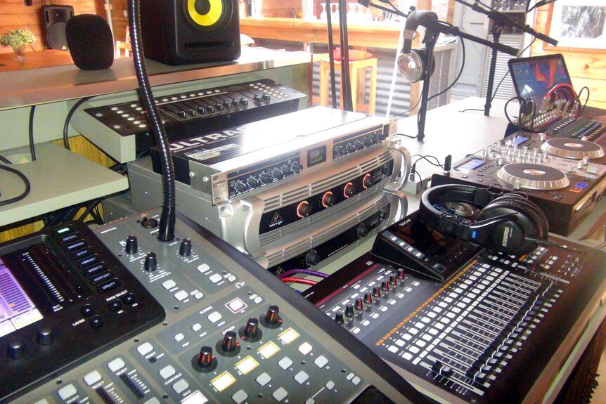Equipment in a recording studio on King Island