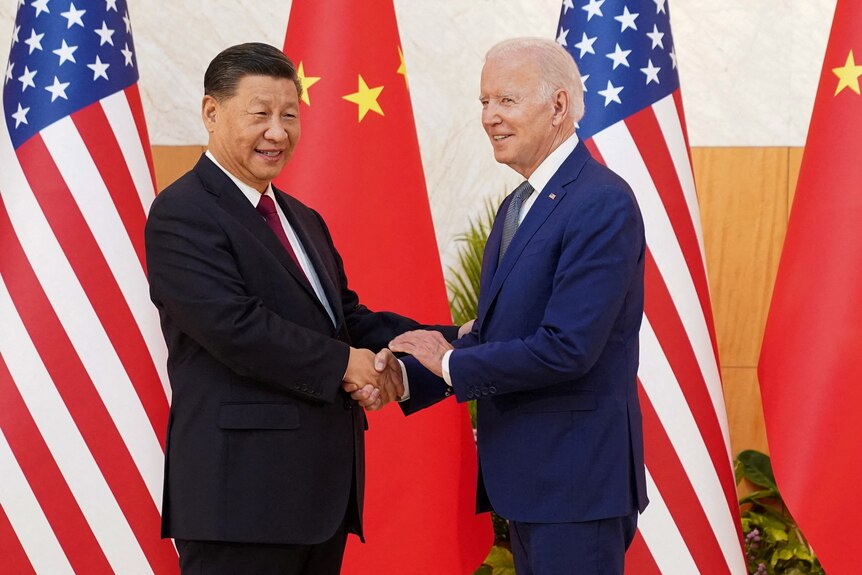 中美领导人握手