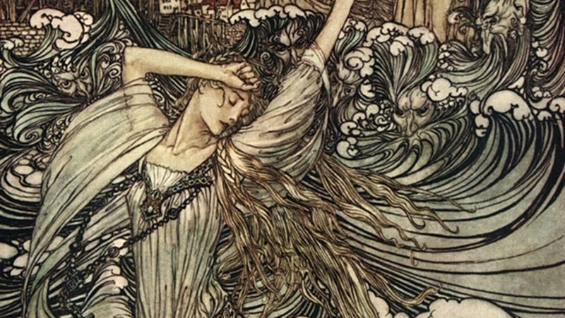 Arthur Rackham's 1909 depiction of Undine or Ondine.