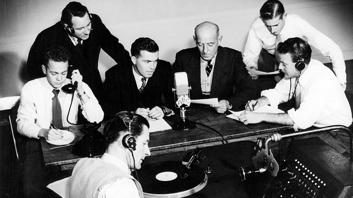 Announcers in an ABC studio