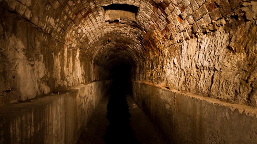 Underground bricks in the Hobart Rivulet are from the 19th century.