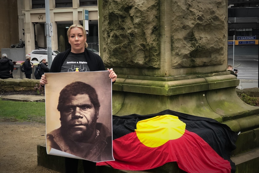 Nala Mansell with portrait of William Lanne.