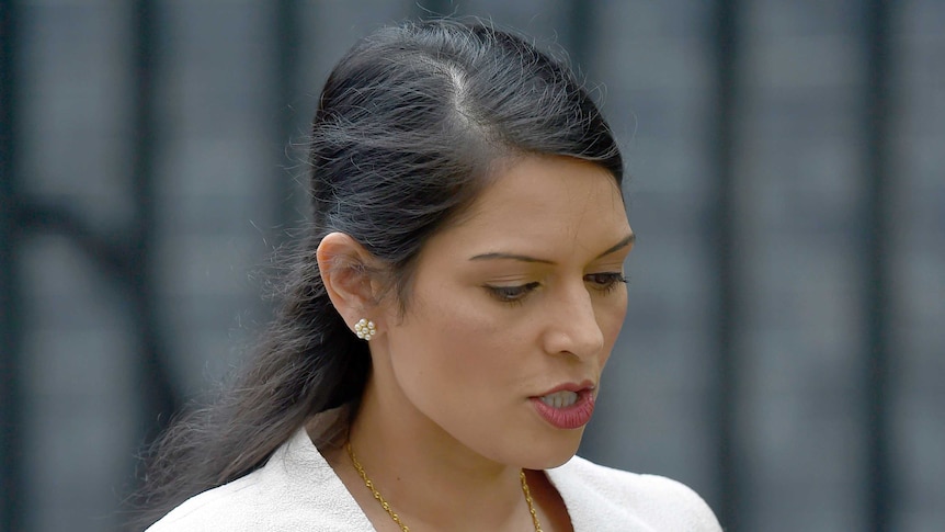 Priti Patel leaves a cabinet meeting in Downing Street.