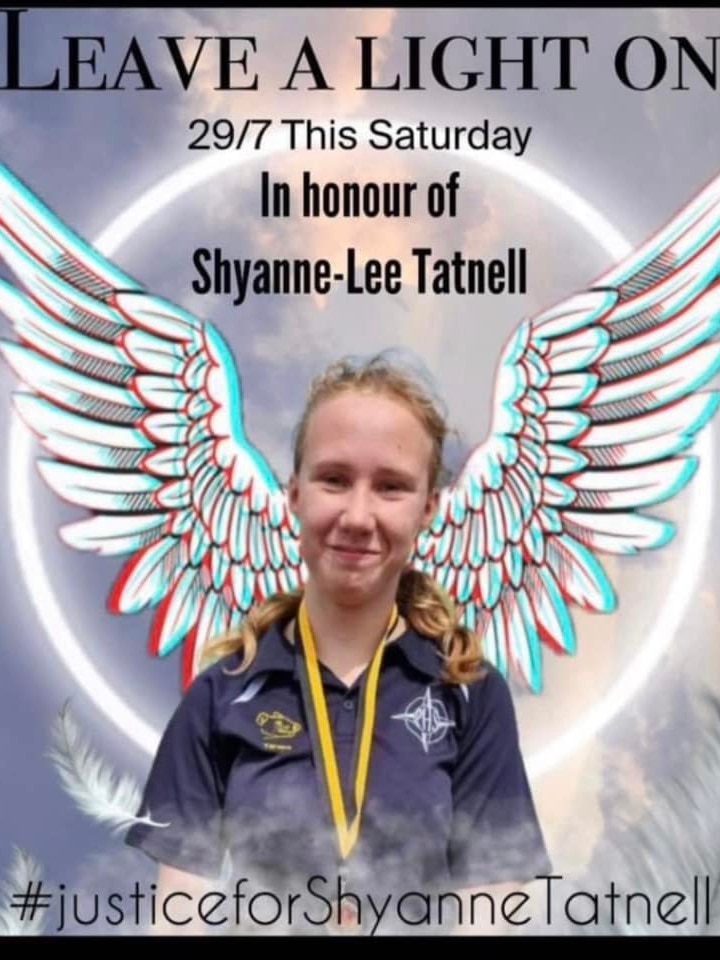 Image promoting vigil for Shyanne-Lee Tatnell.