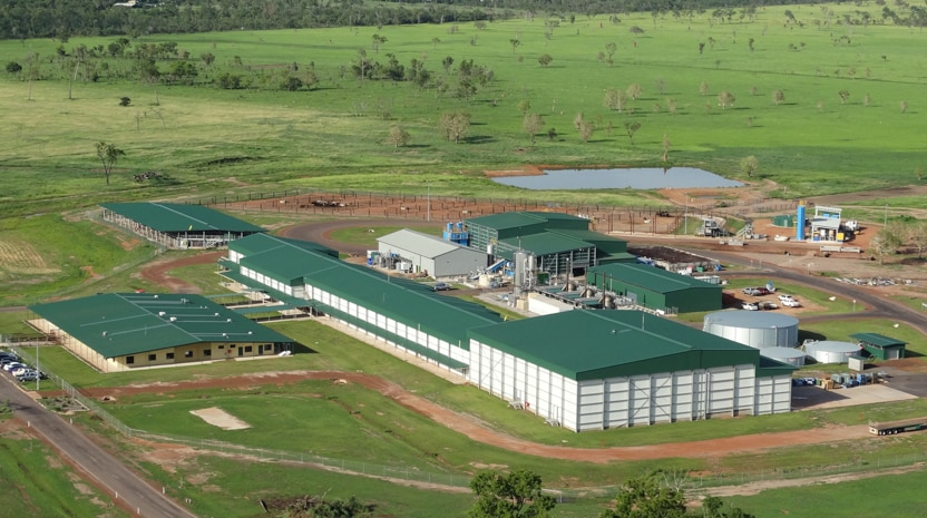 An aerial picture of AACo's Livingstone Beef abattoir outside of Darwin.