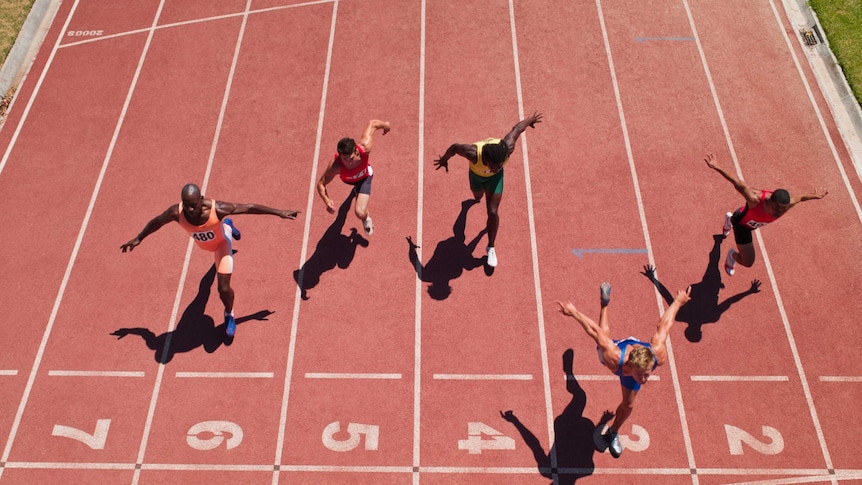 Men competing in a running race.