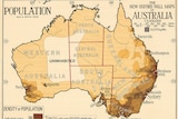An old-fashioned map of Australia's state borders.