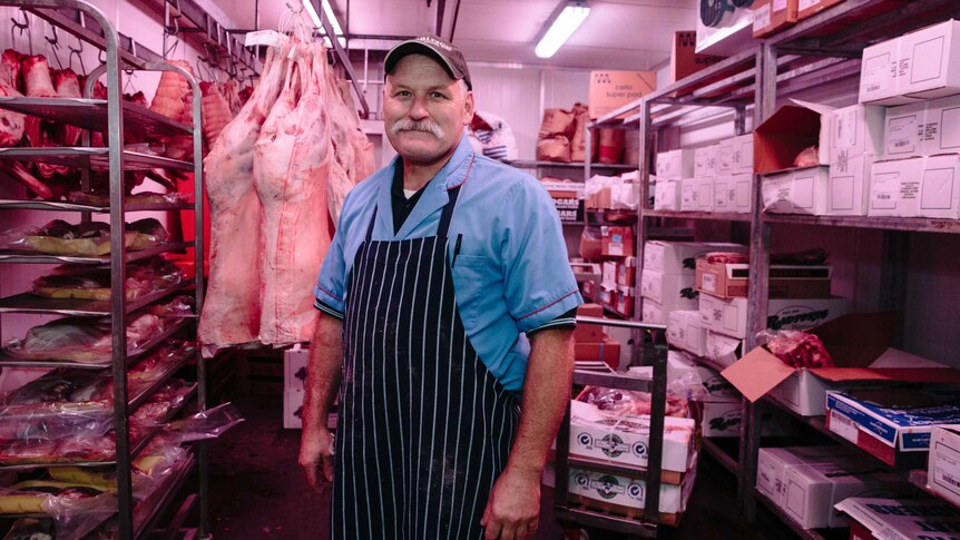 Sam, the butcher in the cool room