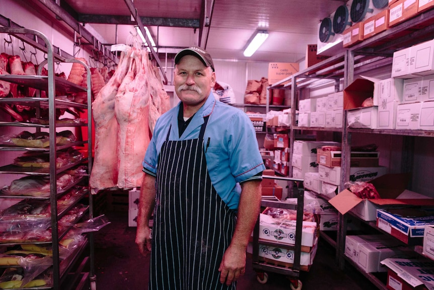 Sam, the butcher in the cool room