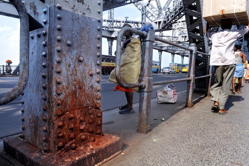 Paan-stain on Howrah Bridge in Kolkata.