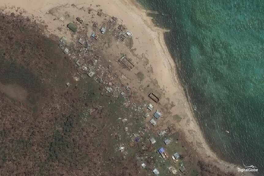 The Fijian village of Nathamaki after Cyclone Winston hit.