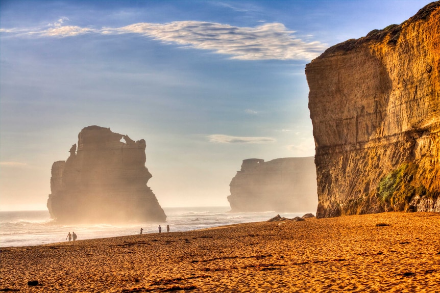 Impressive, ground-level photo of some of the Twelve Apostles that are dotted along Victoria's Great Ocean Road.