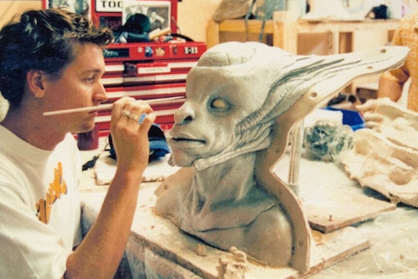 A young Adam works behind the scenes on Farscape in 1998.
