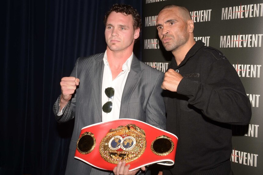 Rematch ... Daniel Geale (L) will take on Anthony Mundine in January.