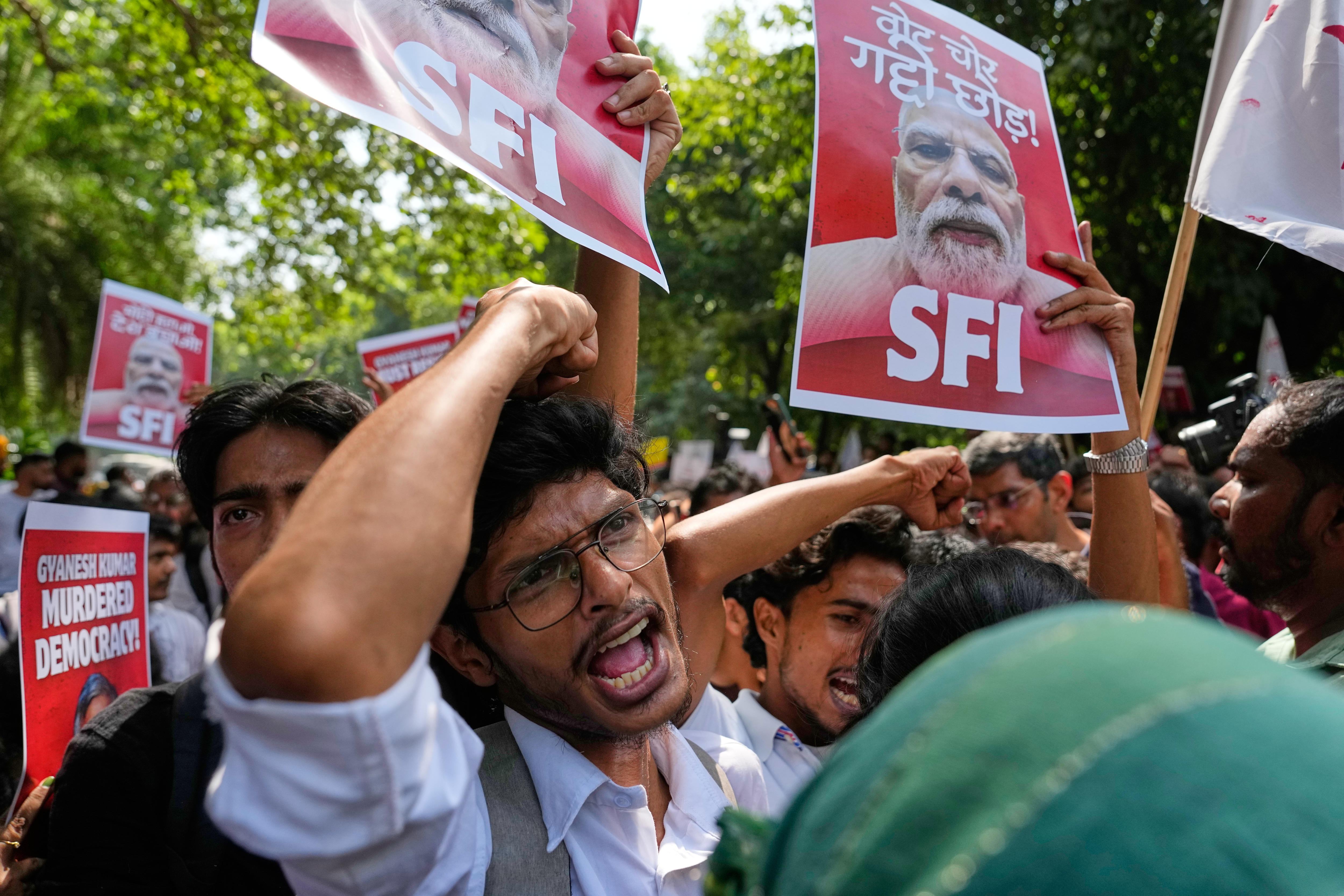 Socialist, left-wing parties and student activists protest in New Delhi