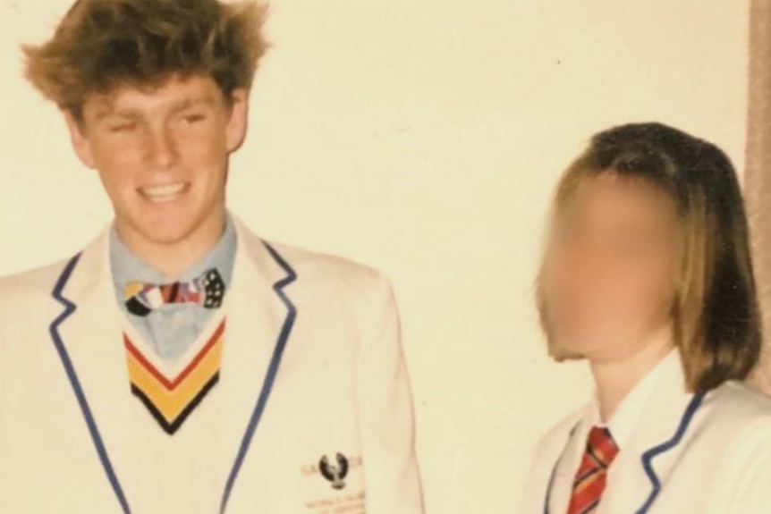 Nick Ryan and Christian Porter's accuser (blurred) in their high school debating days.