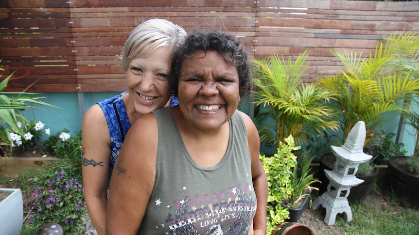 Kerry and Jaye in their garden.