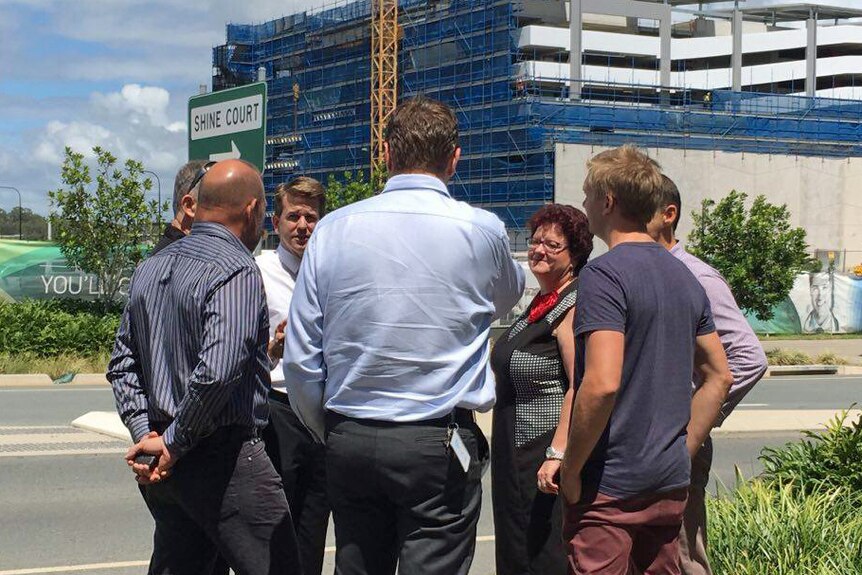 Kawana MP Jarrod Bleijie discusses the delayed opening to the Sunshine Coast University Hospital with local businesses.