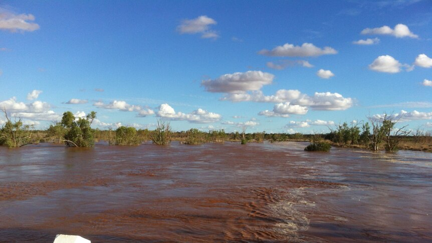 The Burke River in flood at Boulia March 1, 2014