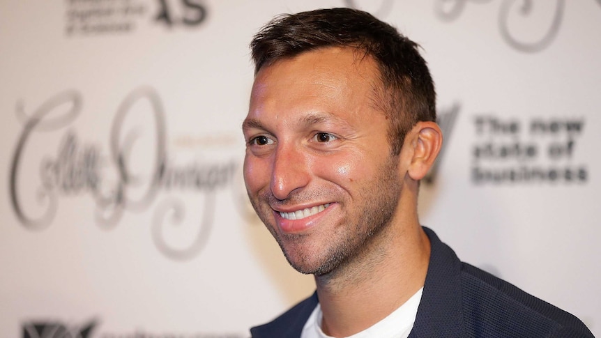 Ian Thorpe arrives at a Collette Dinnigan exhibition launch in Sydney in September 2015.