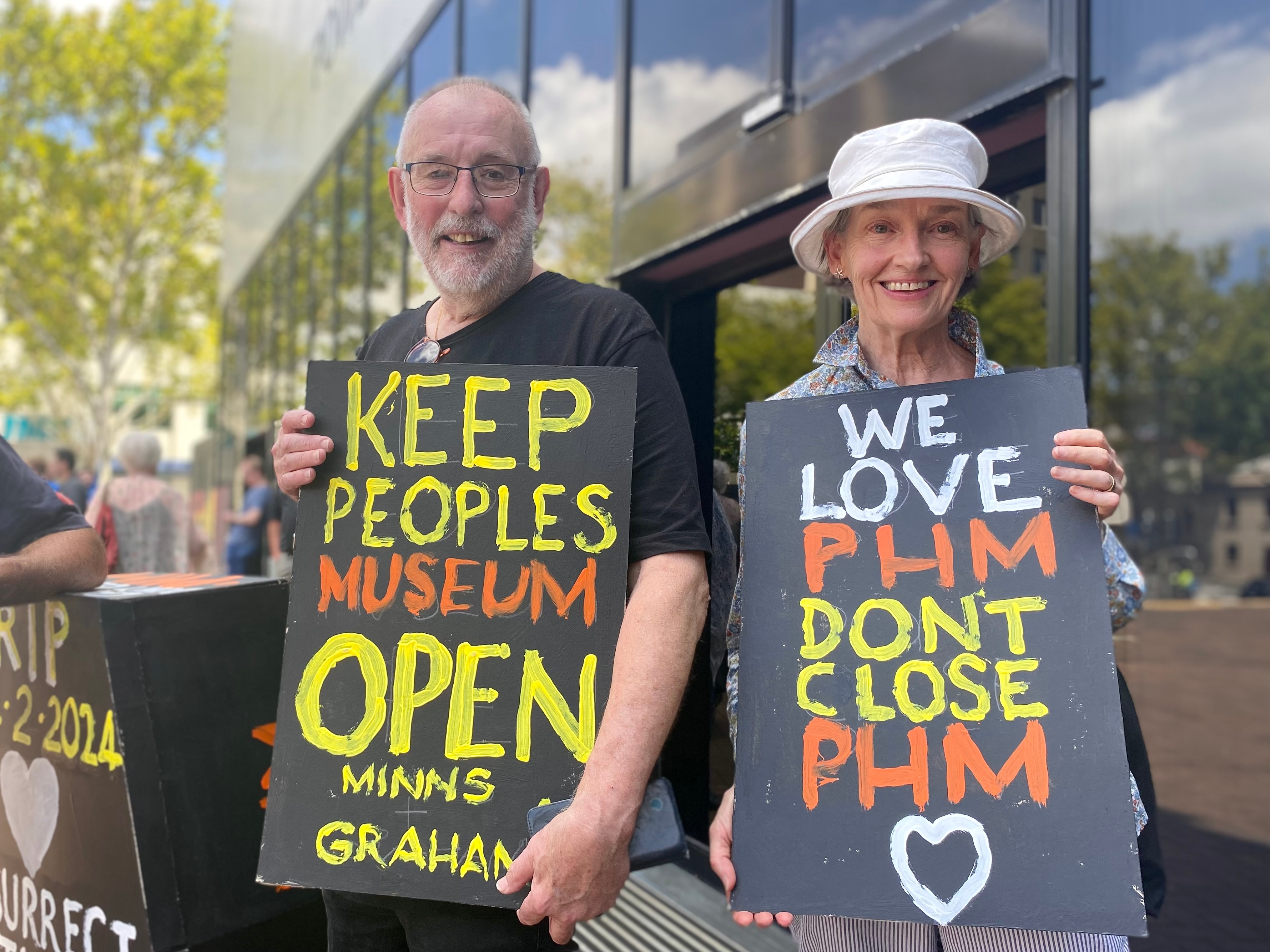 Powerhouse supporters include Founding Director Lindsay Sharp who is seen holding a poster about the museum's closure