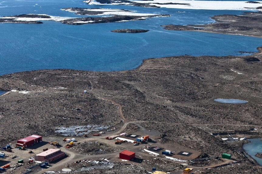 Davis Research Station, showing Abatus Bay in the Antarctic.