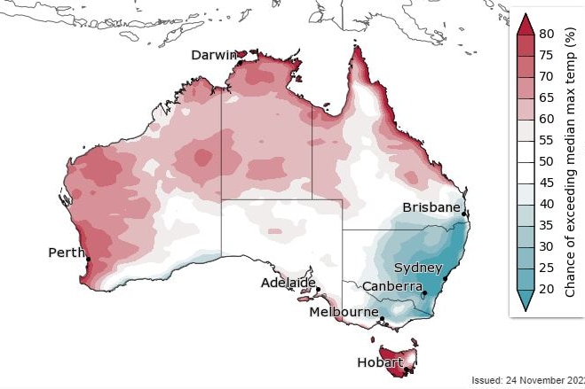 A heat map of Australia