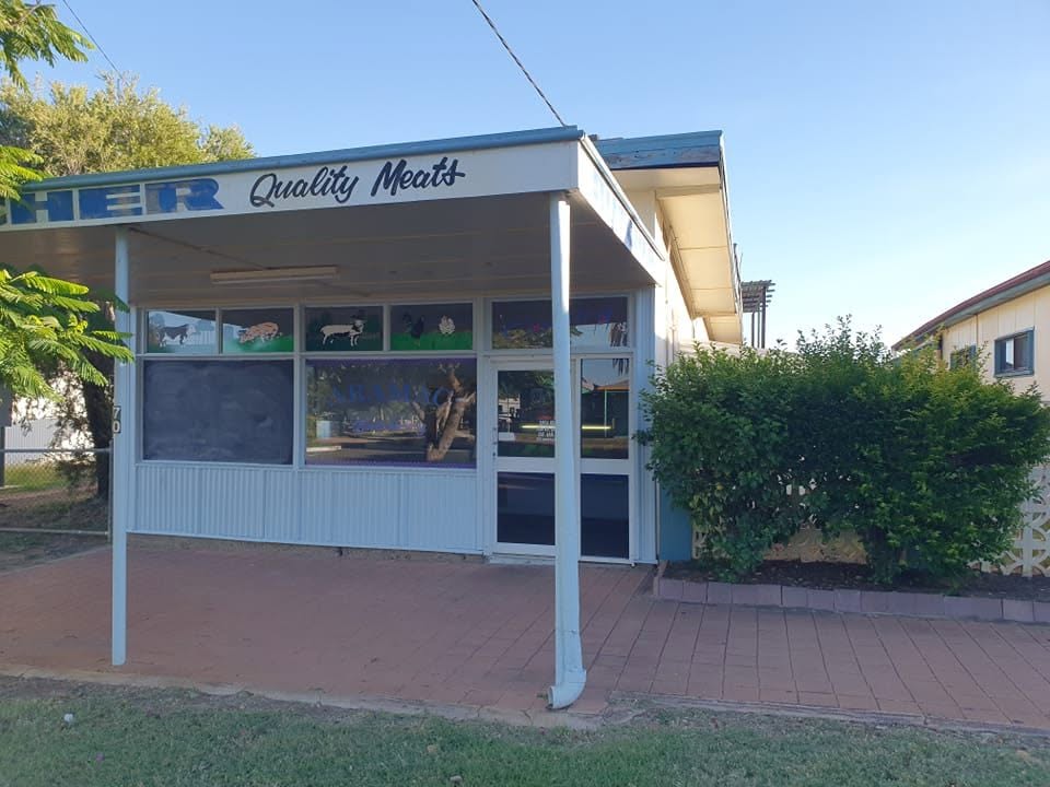 A small town butcher shop building.