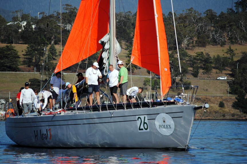 Helsal 3 at the start of the Bruny Island yacht Race