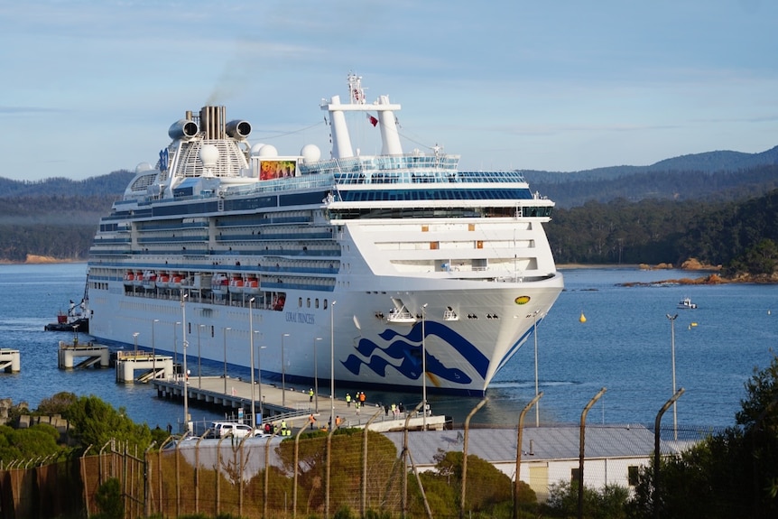 a cruise ship pulls into eden