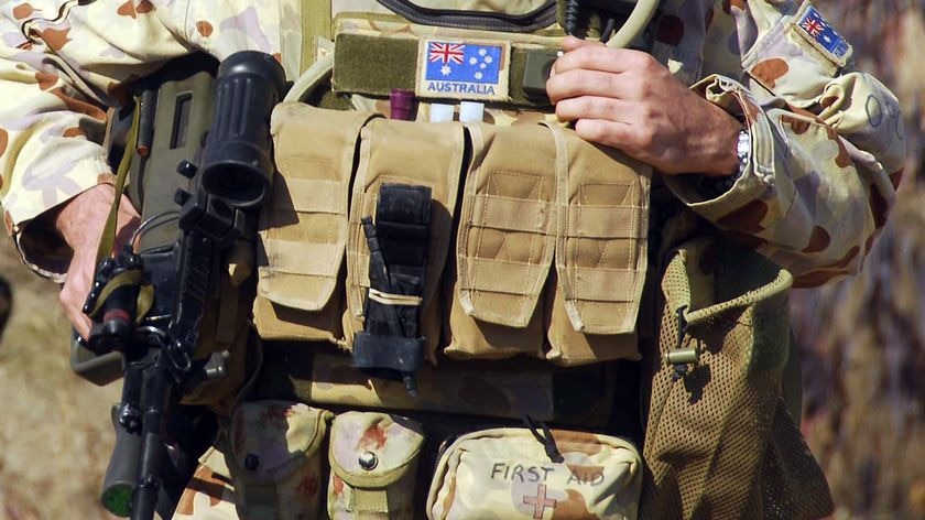 Australian flag patch on an Australian soldier in Afghanistan (Department of Defence, file photo)