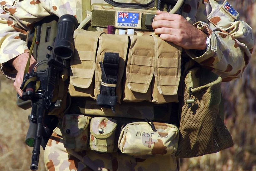 Australian flag patch on an Australian soldier in Afghanistan (Department of Defence, file photo)