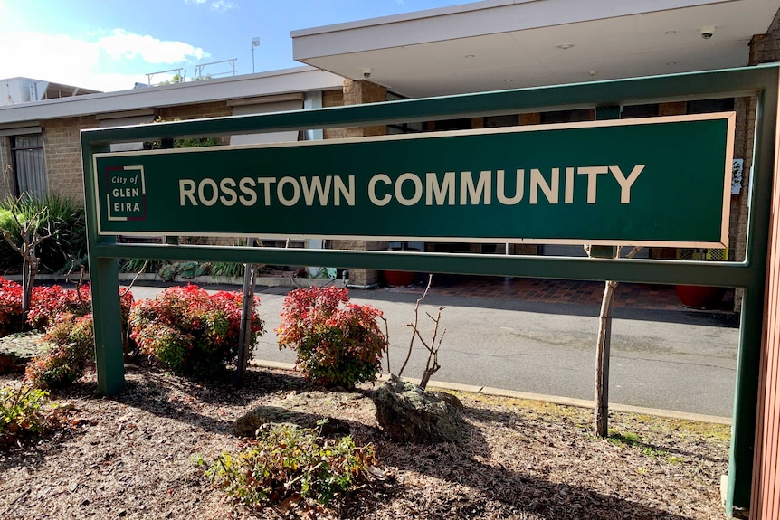 A sign that says "Rosstown Community" outside the nursing home in Carnegie.