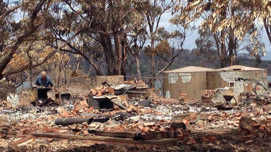 The home of Tim and Tammy Holmes near Dunalley was one of four structures destroyed at the site by bushfires.