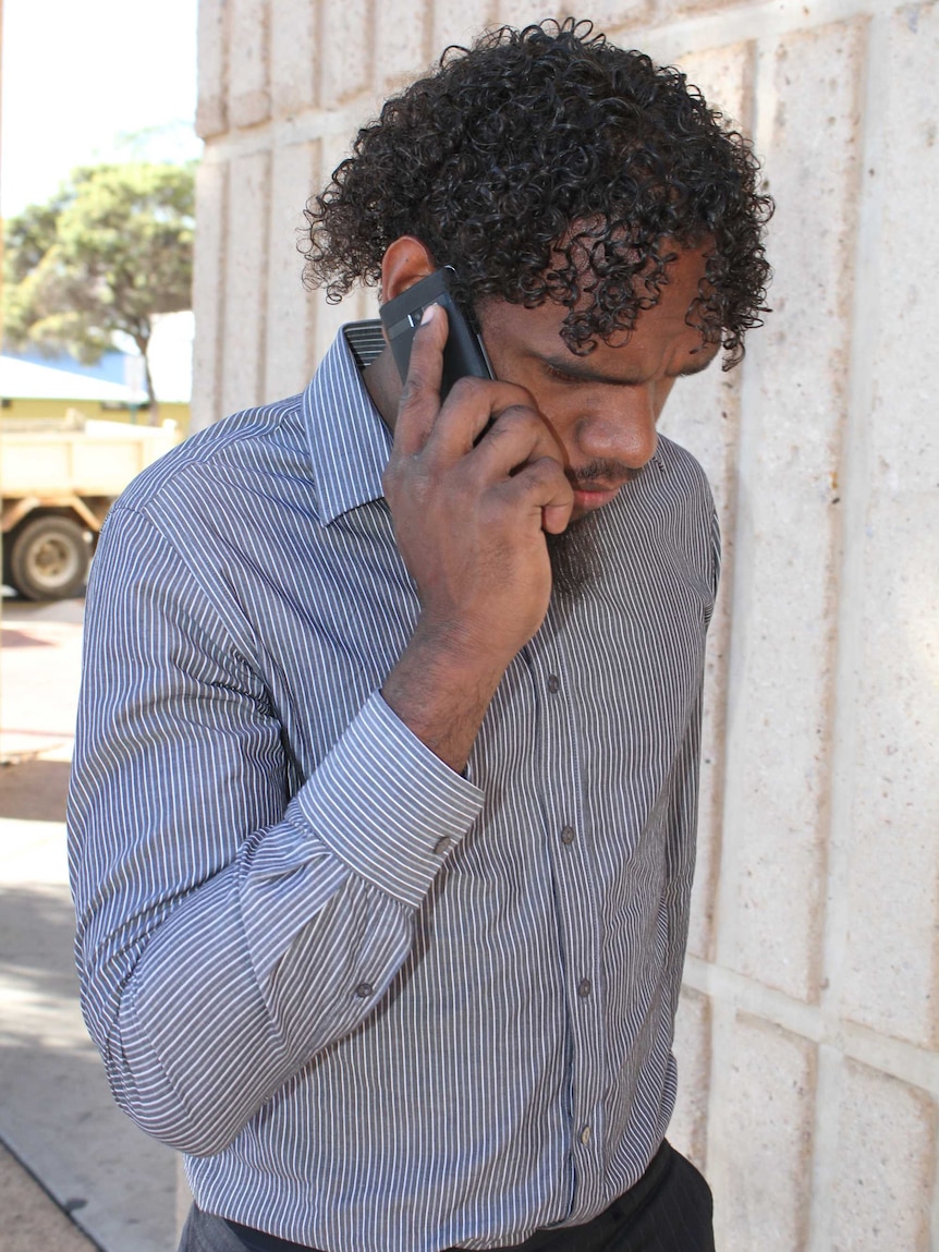 Liam Jurrah outside Alice Springs court house