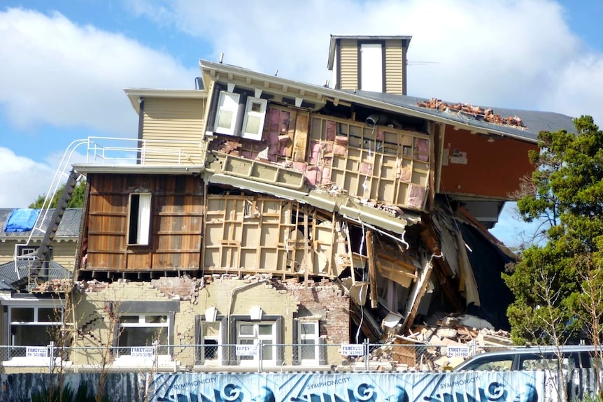 A collapsed home.