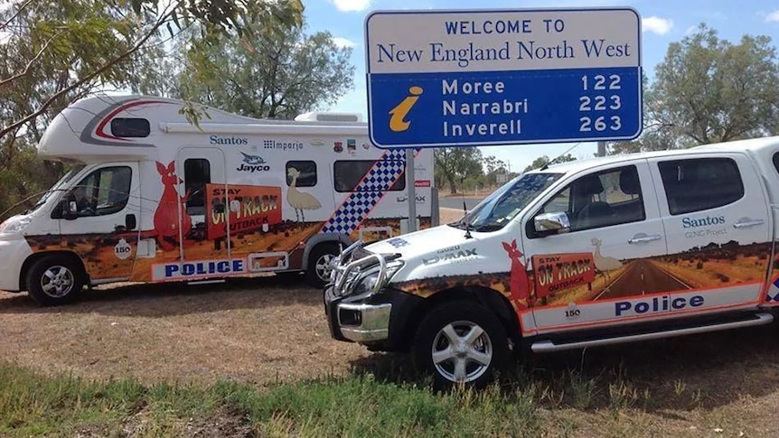 Santos logos are visible on Queensland police cars being used "for PR purposes".