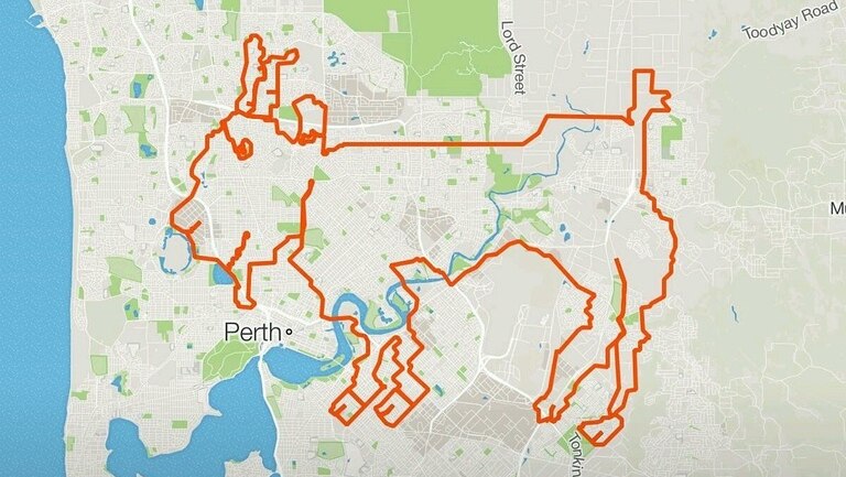 Strava screenshot of the Perth goat ride.