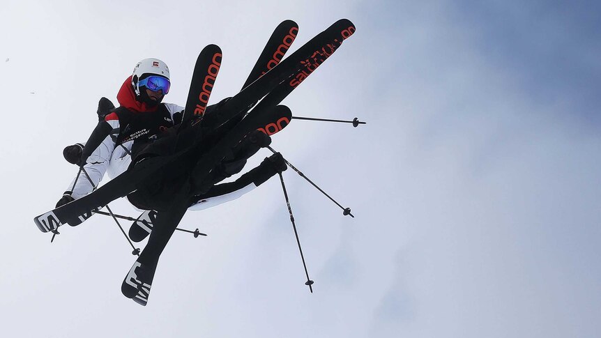 Thomas Krief of France riding the halfpipe