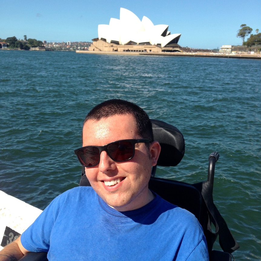 Cory pictured in front of the Sydney Opera House