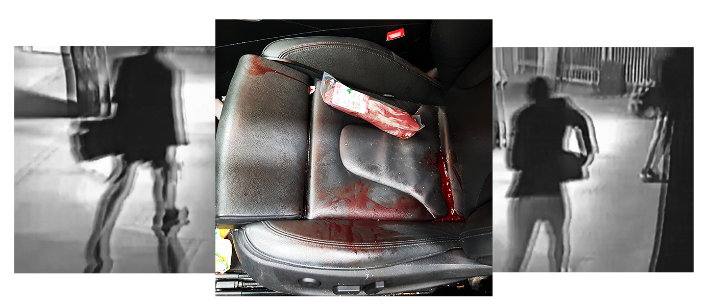 The bloodied car seat after James Gargasoulas stabbed his brother Angelo.