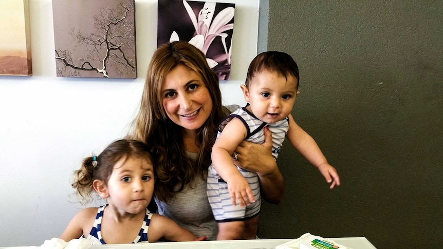 Lawyer Rania Saab with her two children, 2016