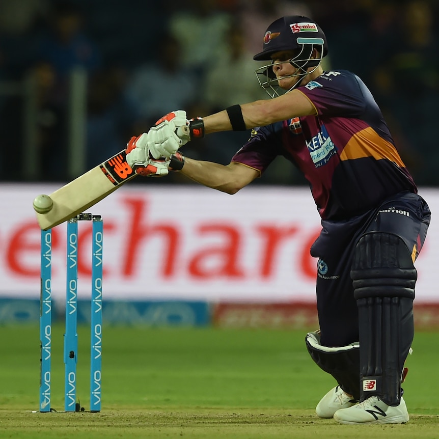 Steve Smith plays a shot for Pune