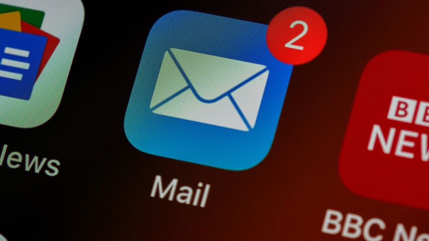 A phone screen showing a mail app with two notifications